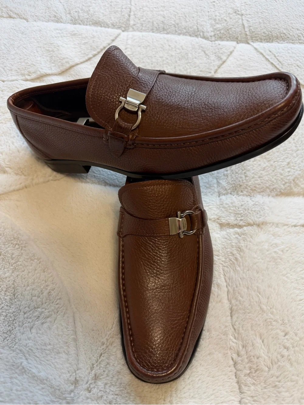 $950 Salvatore Ferragamo Gancini Buckle Leather Strap Slip-On Loafer 11.5 D